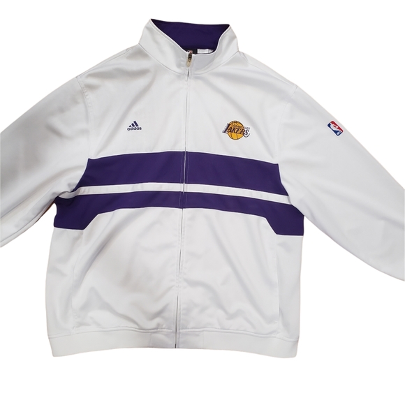 Los Angeles Lakers White Adidas Jacket - Picture 3 of 11